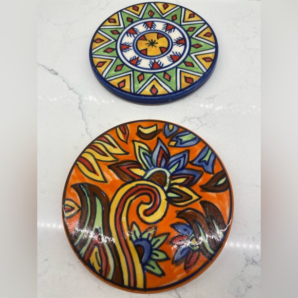 Colorful Ceramic Art Coaster Set (2) - Picture 3 of 4